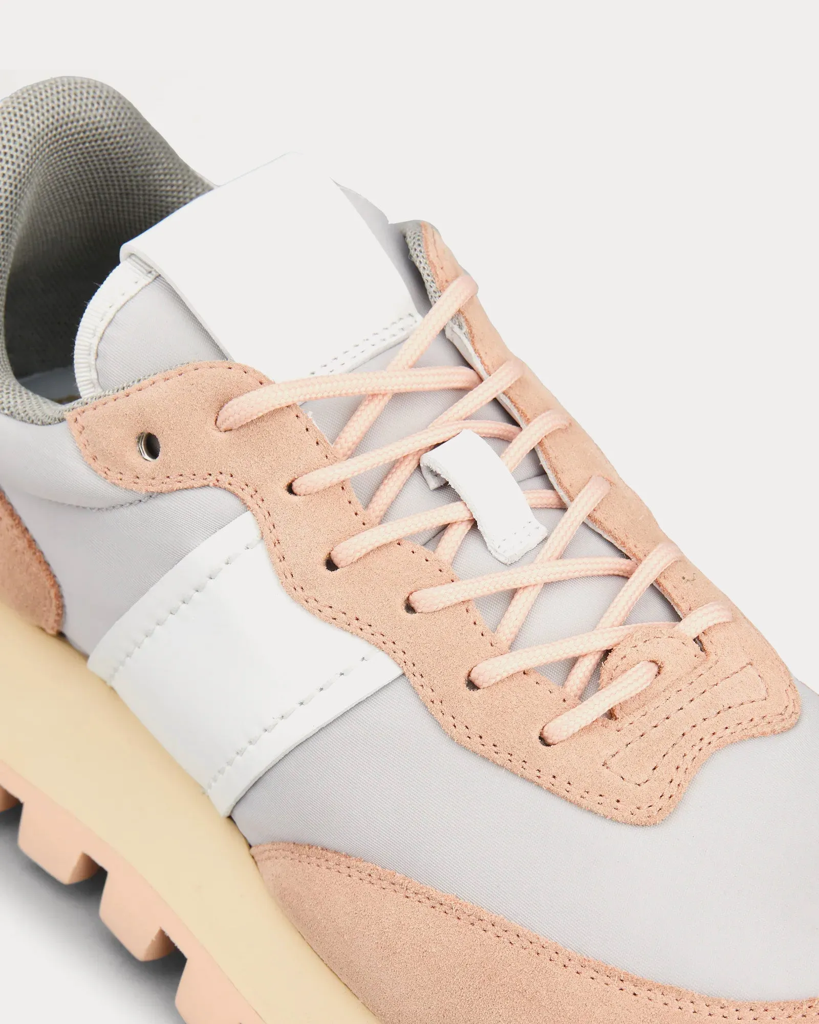 1T Suede & Fabric Pink / Grey / White Low Top Sneakers