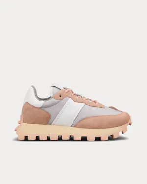 1T Suede & Fabric Pink / Grey / White Low Top Sneakers