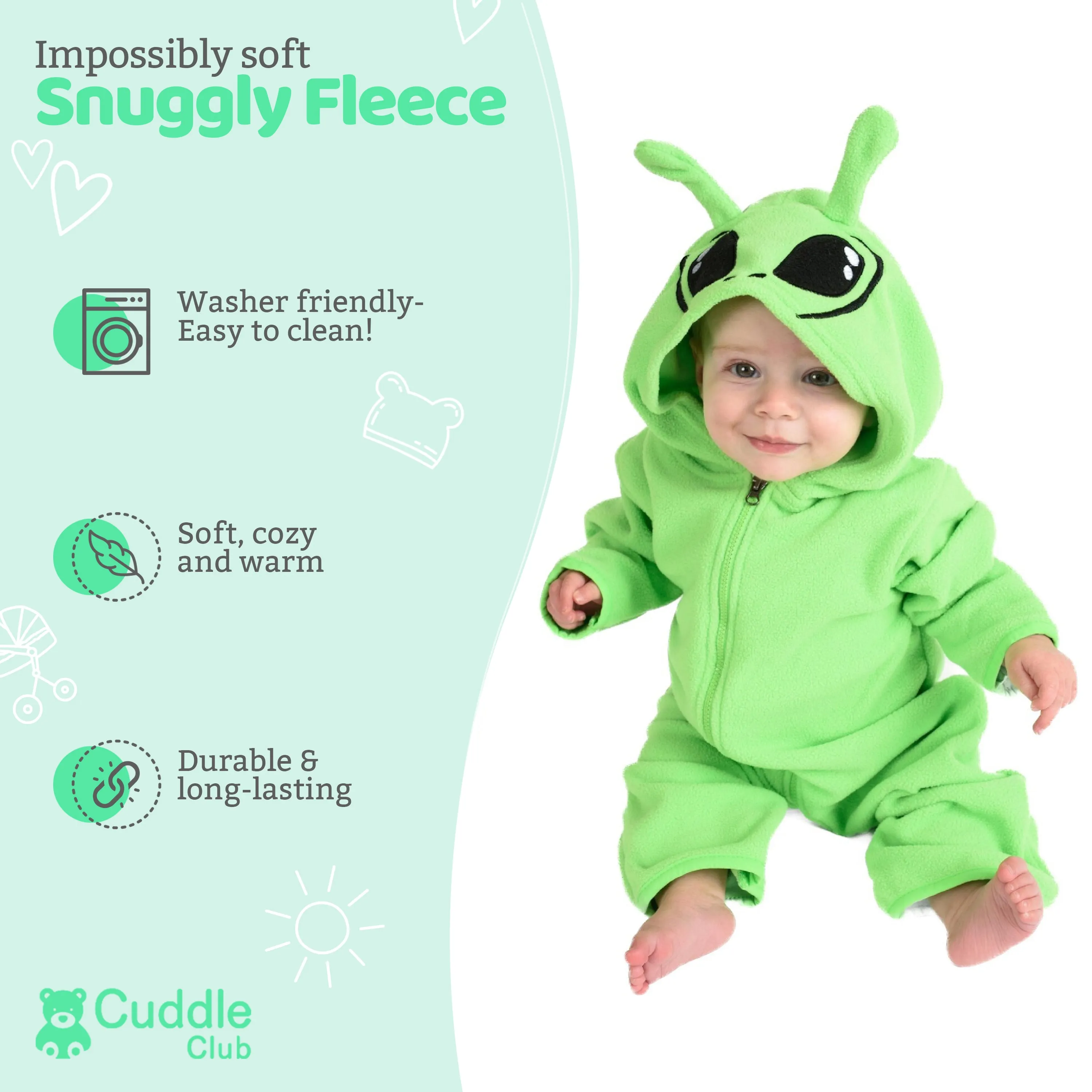 Alien Fleece Baby Bunting Bodysuit