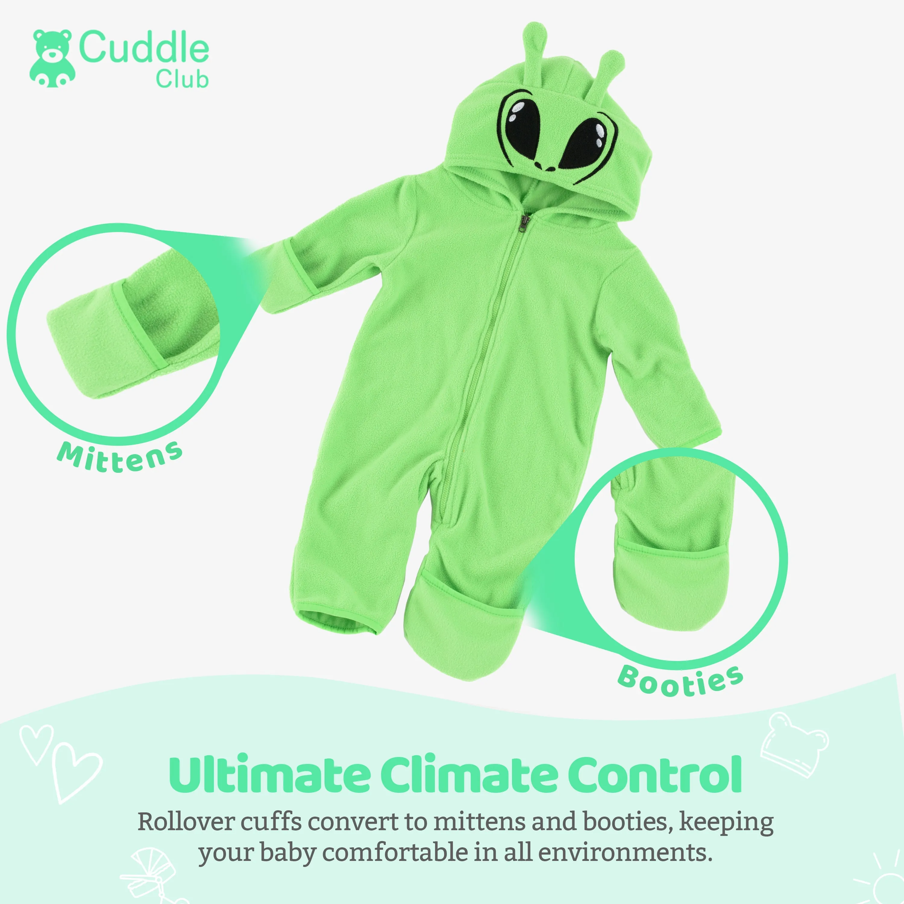 Alien Fleece Baby Bunting Bodysuit