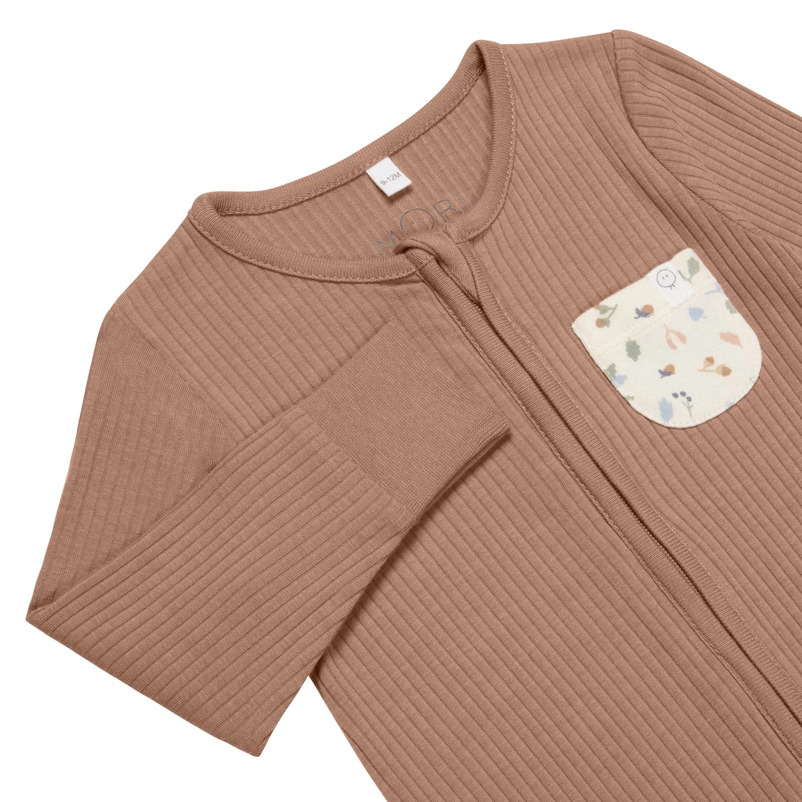 Bear Pocket Ribbed Clever Zip Snug Fit Pajamas