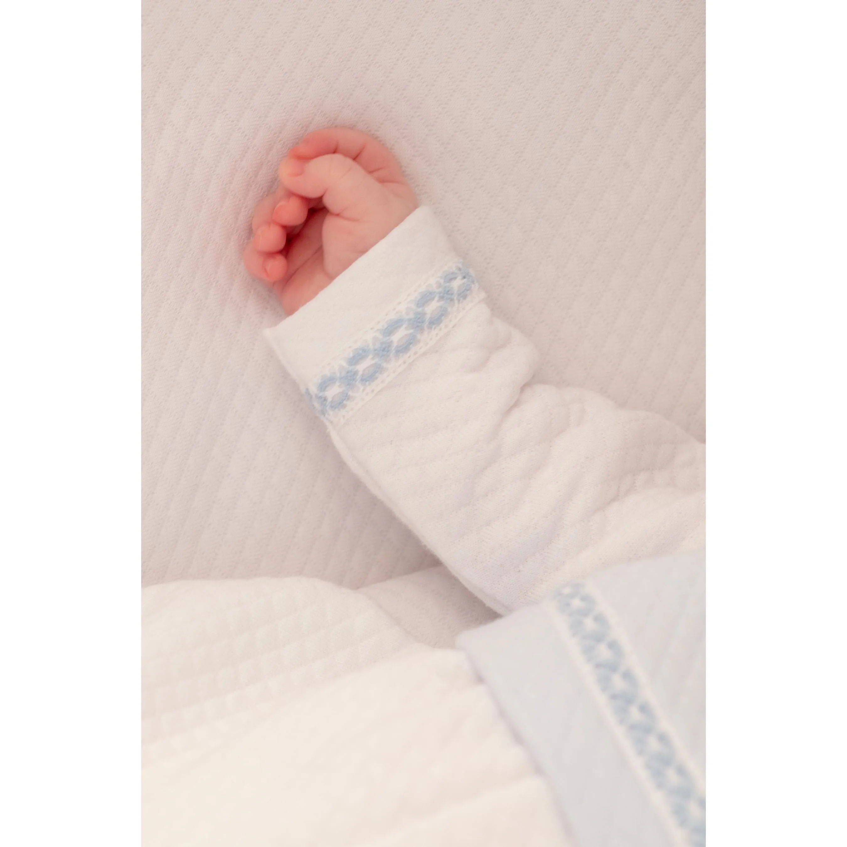 Boys White & Blue Quilted Cotton Gown Set (3)