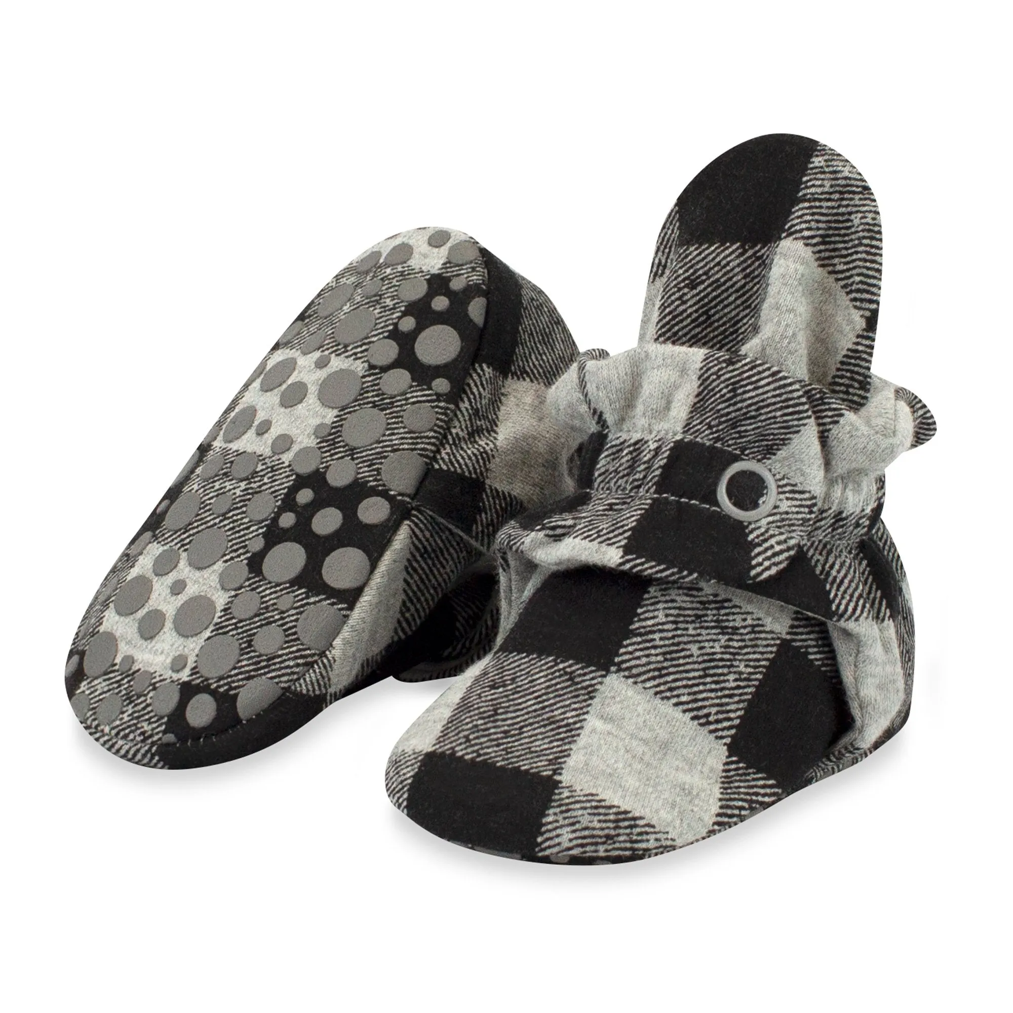 Buffalo Check Organic Cotton Gripper Baby Bootie