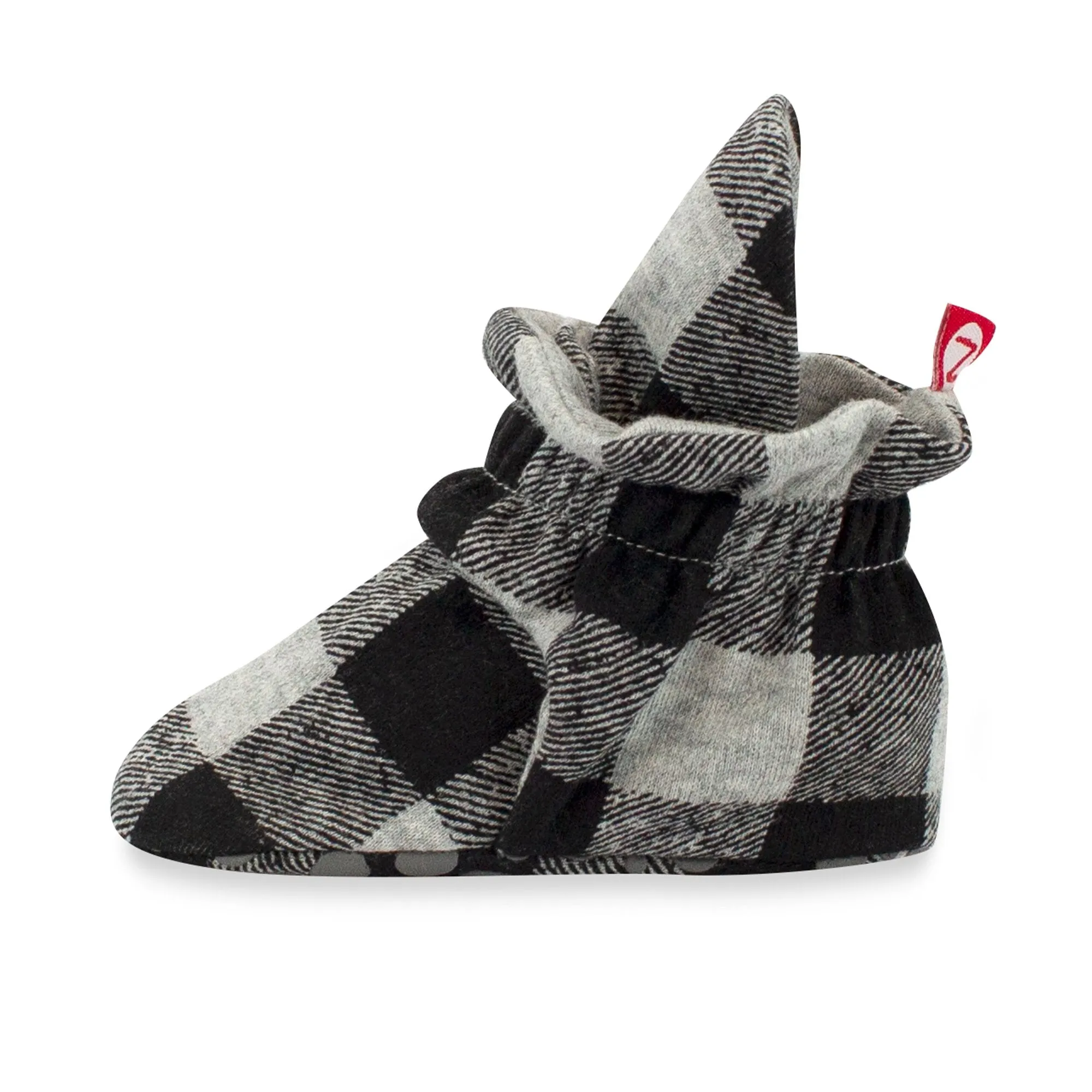 Buffalo Check Organic Cotton Gripper Baby Bootie