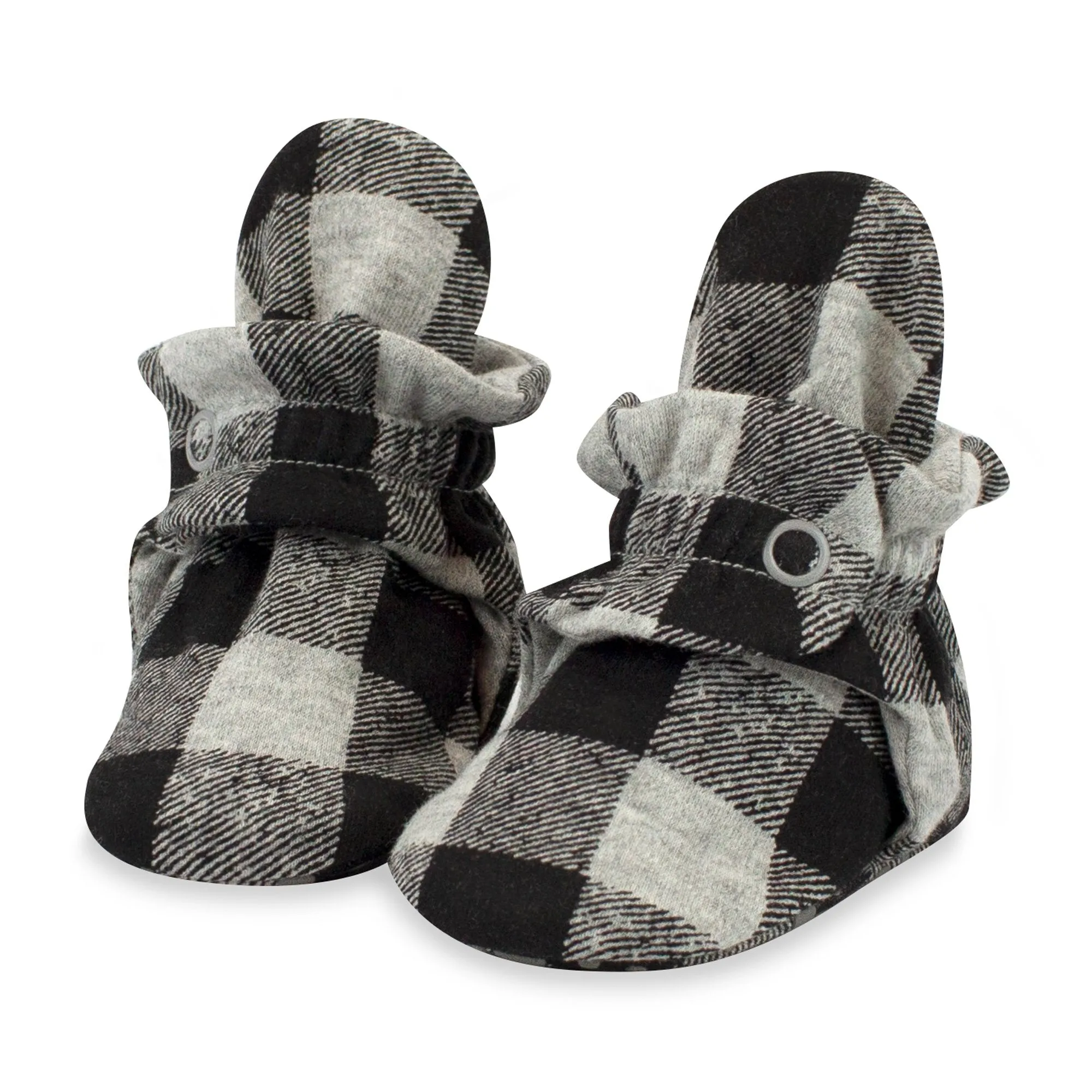Buffalo Check Organic Cotton Gripper Baby Bootie