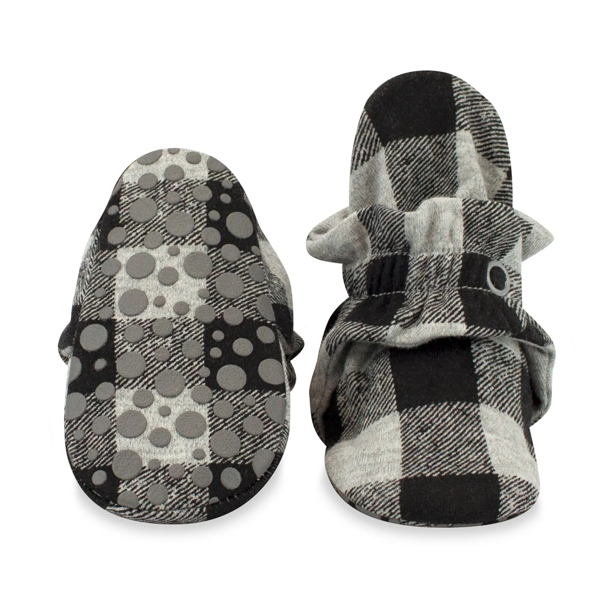 Buffalo Check Organic Cotton Gripper Baby Bootie