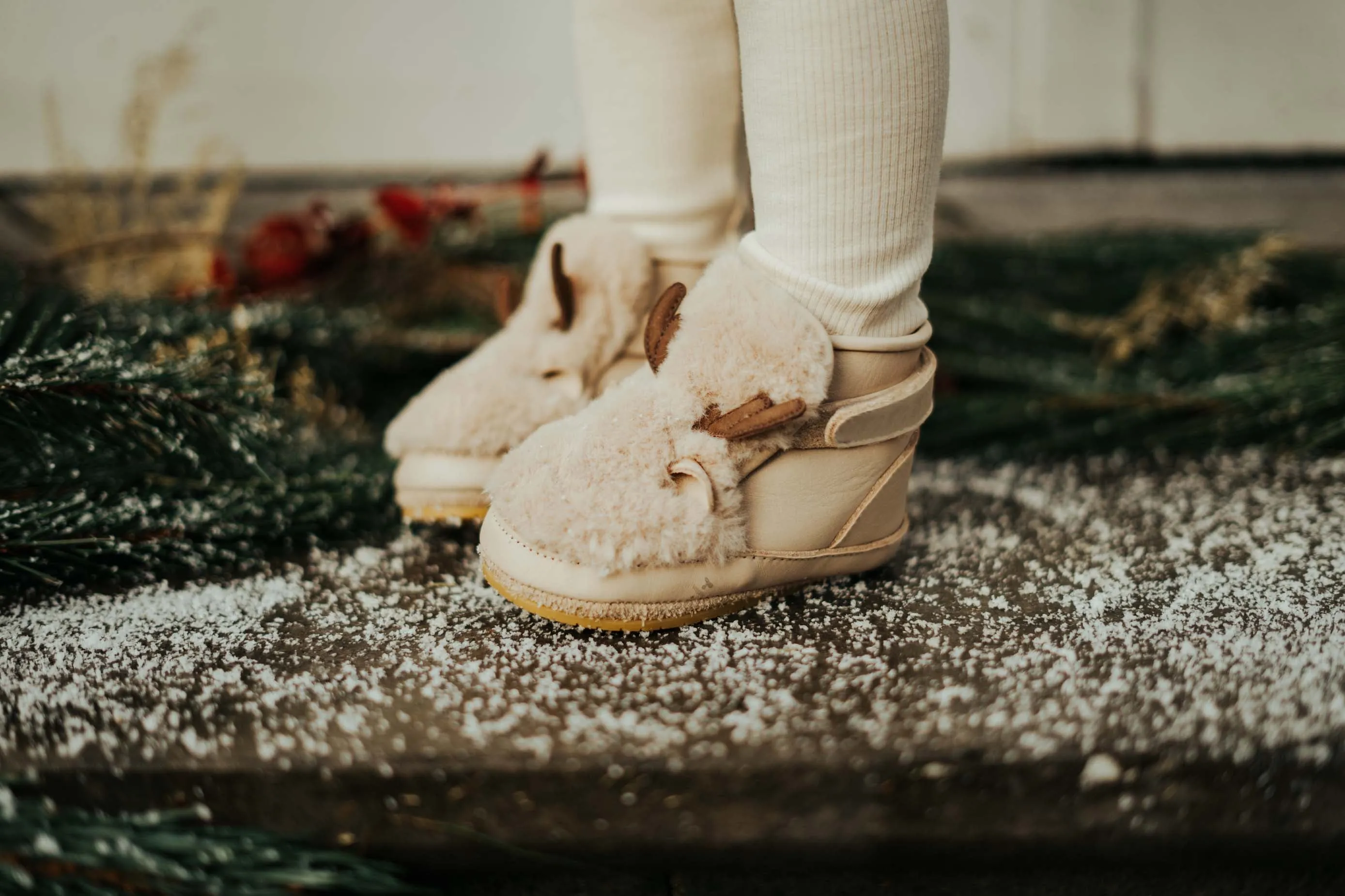 Cream Richy Reindeer Booties