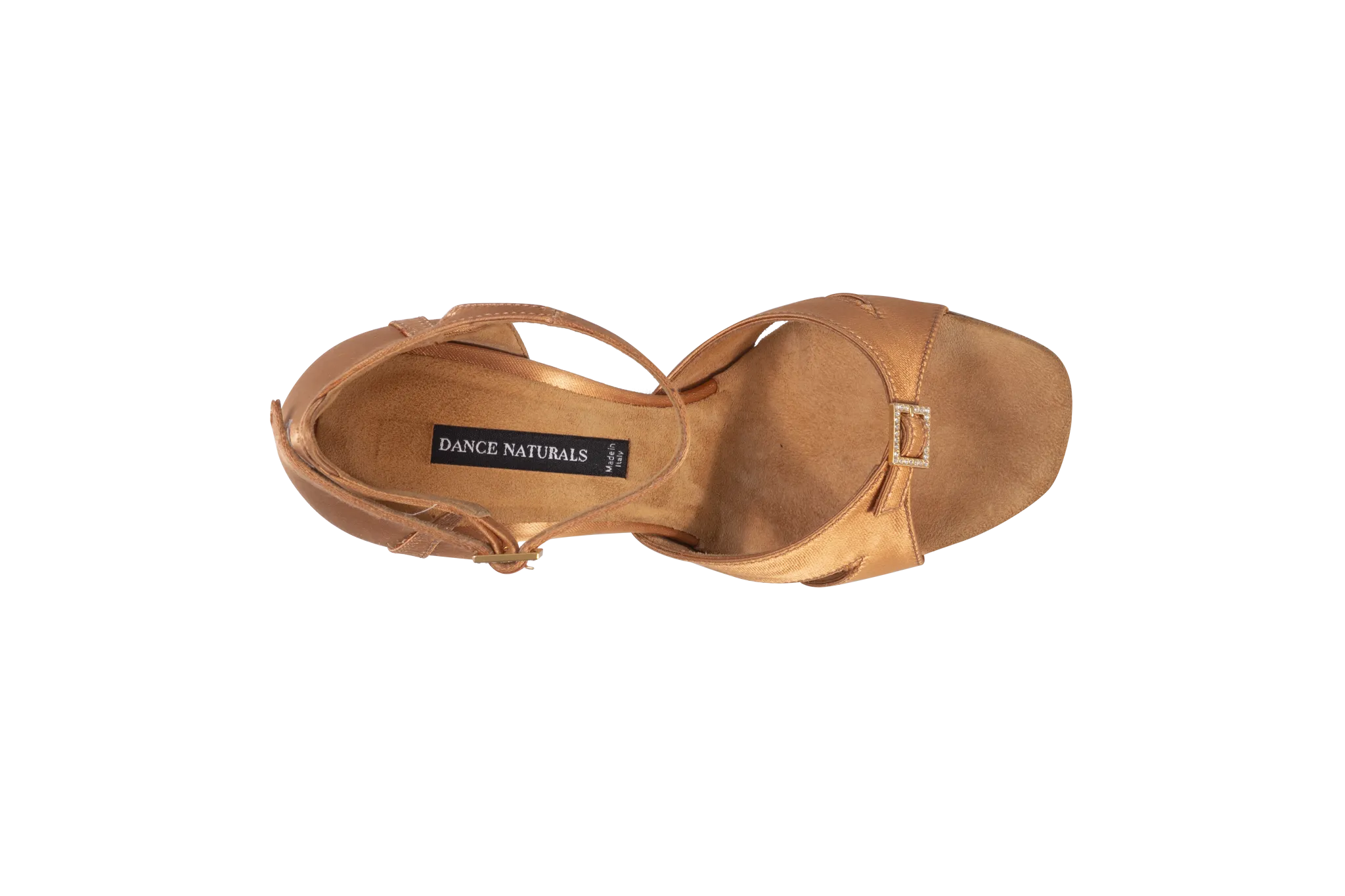 Dance Naturals 886/887 Lustrissima Bronze Satin Ladies Latin Shoe with Swarovski Crystal Square Buckle and Cutouts