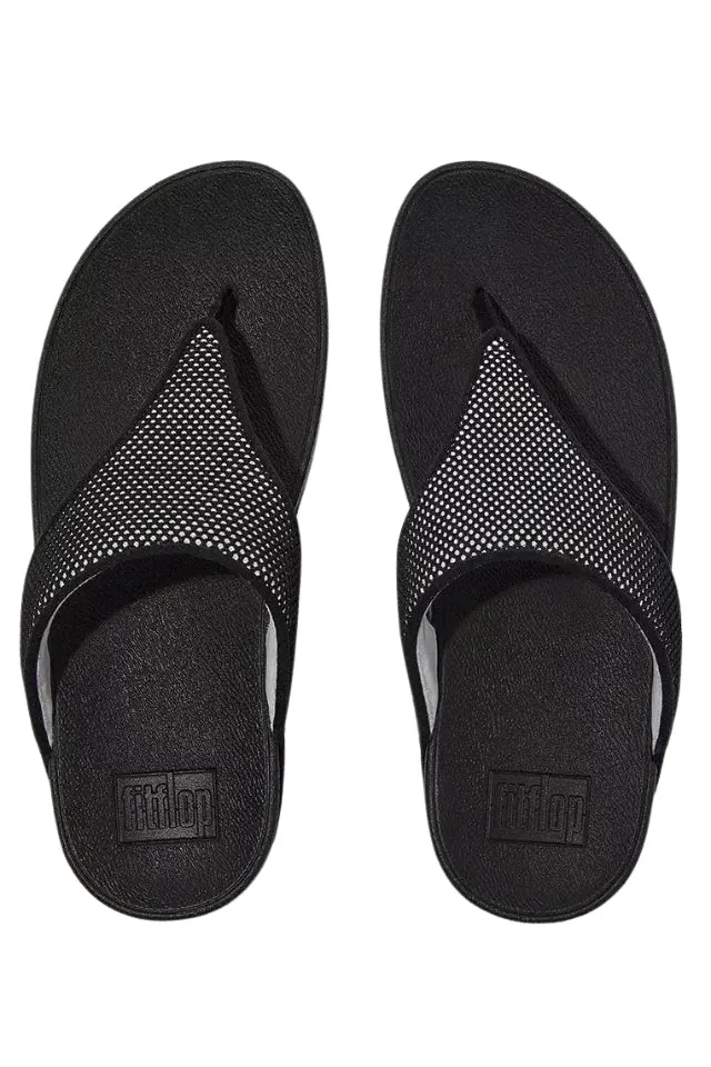 Fitflop Lulu Water-Resistant Two-Tone Webbing Toe-Thongs Sandals - Black