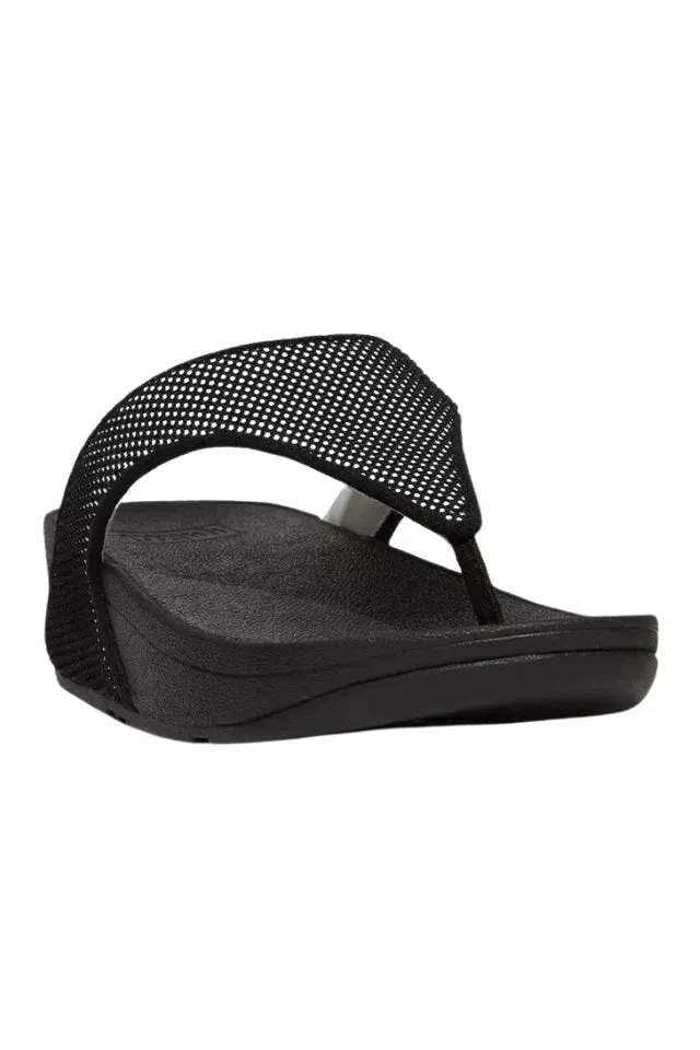 Fitflop Lulu Water-Resistant Two-Tone Webbing Toe-Thongs Sandals - Black