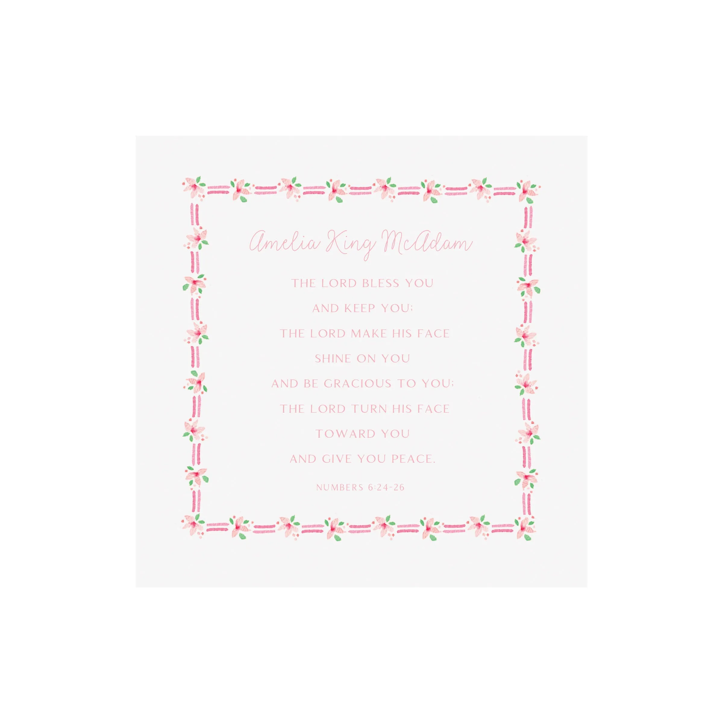 Framed Religious Keepsake Verse Print- Pink