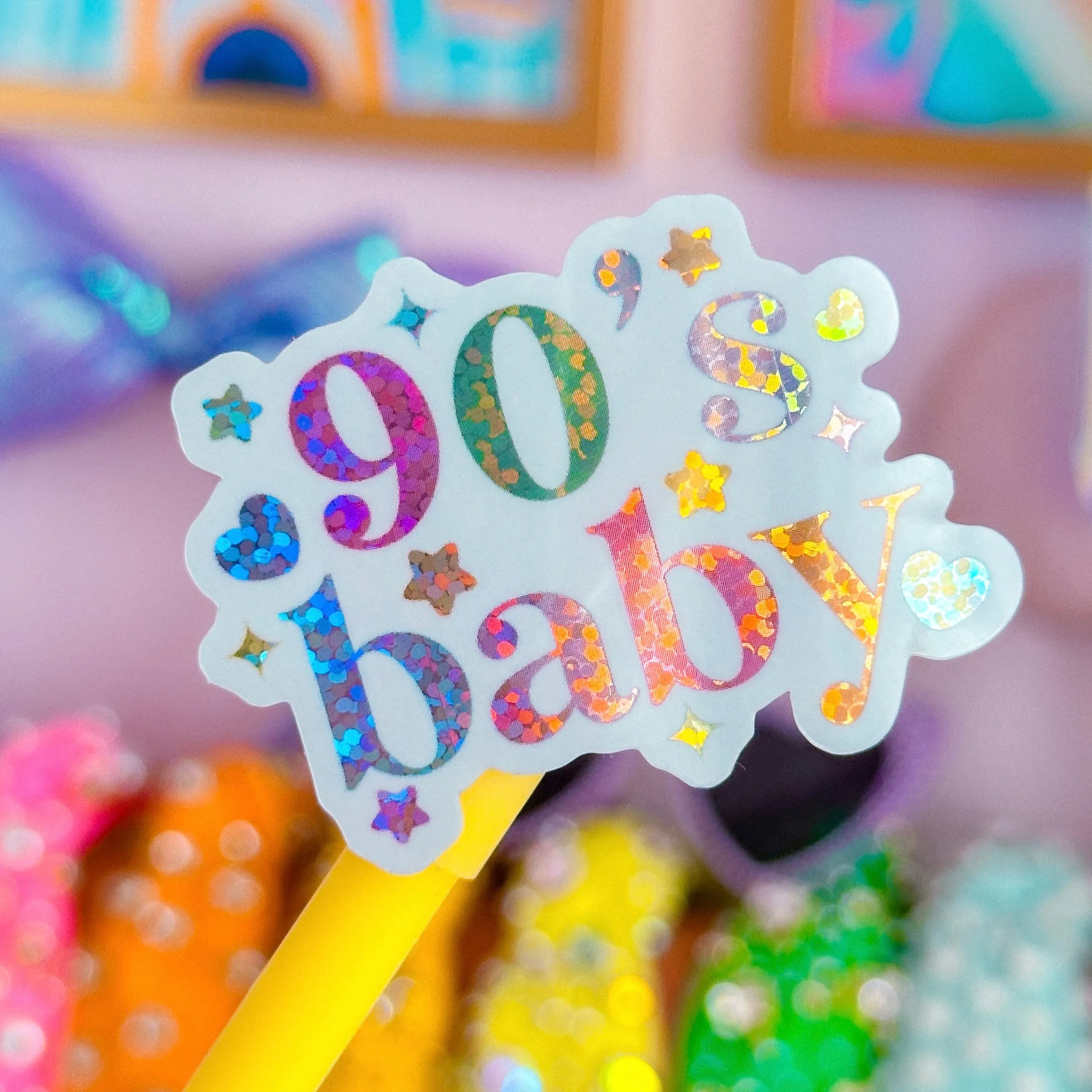 Glitter Waterproof Sticker - 80's   90's Baby