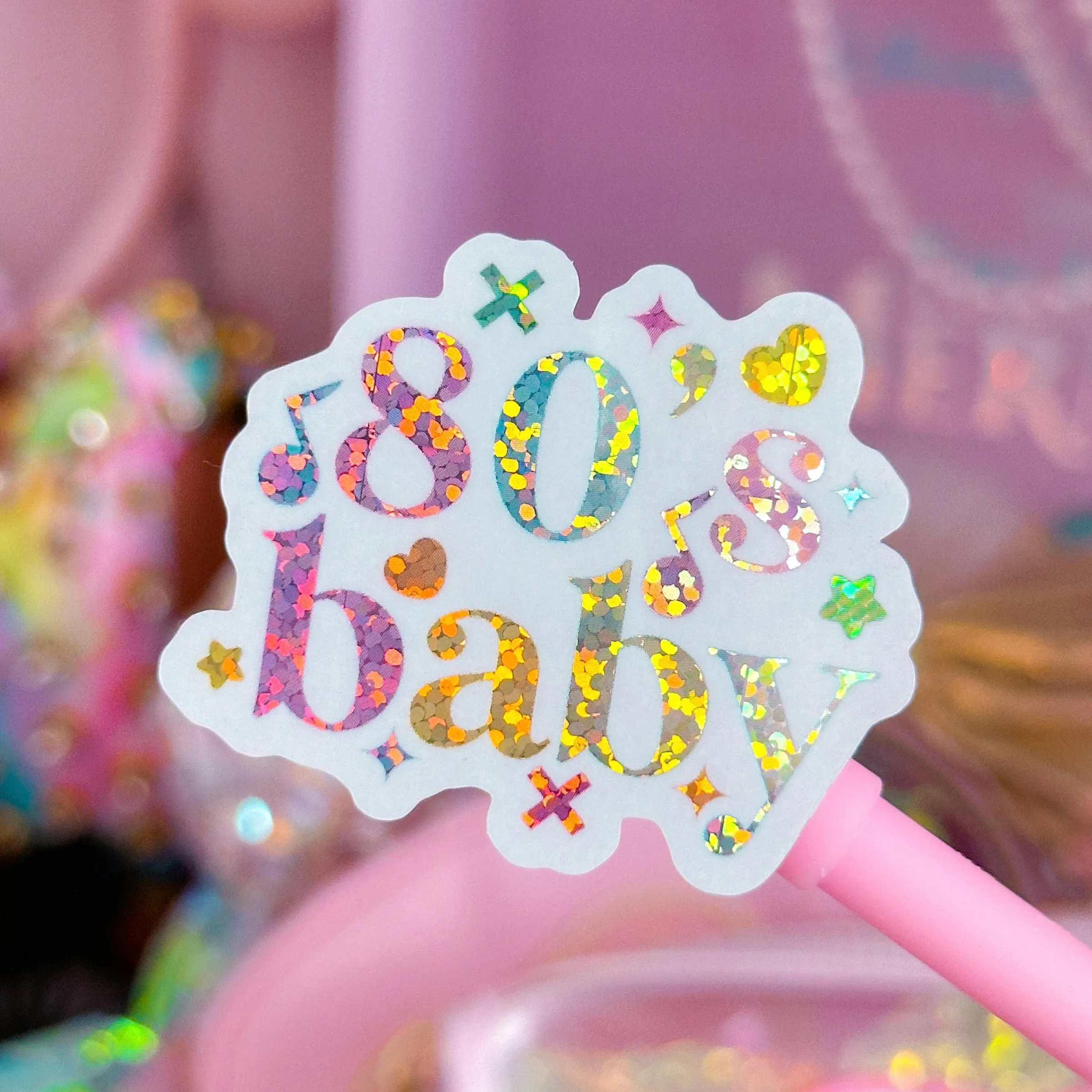 Glitter Waterproof Sticker - 80's   90's Baby