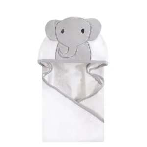 Hudson Baby Cotton Animal Face Hooded Towel, Modern Elephant