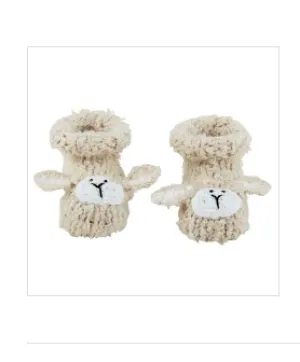 Knit Booties - Cream Lamb, Newborn