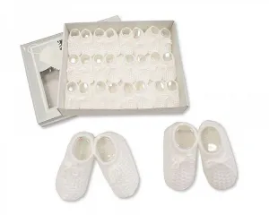 Knitted Baby Booties - White - 240w (BSS-116-240W)