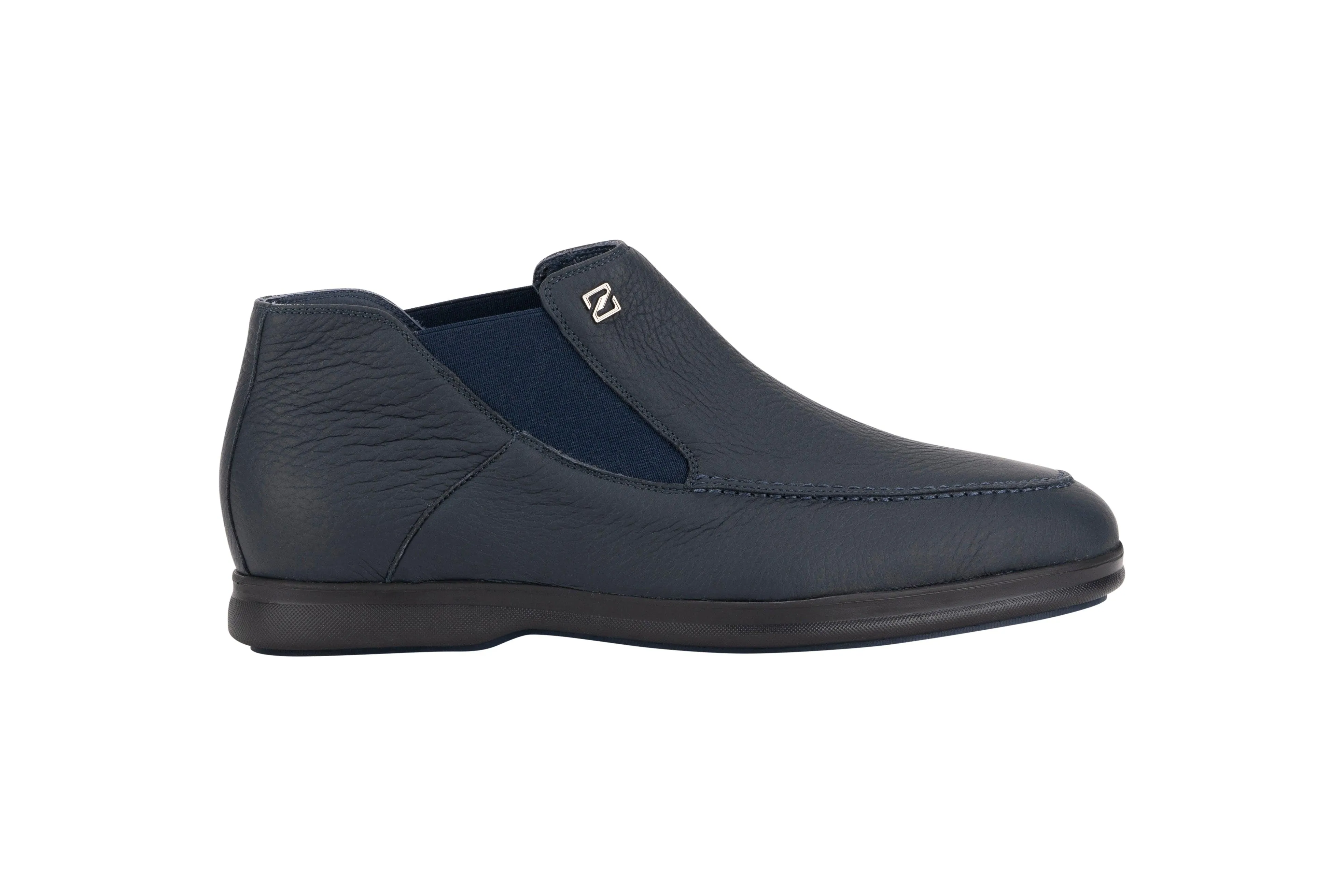 Navy Ankle Leather Boots