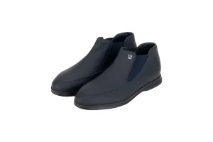 Navy Ankle Leather Boots