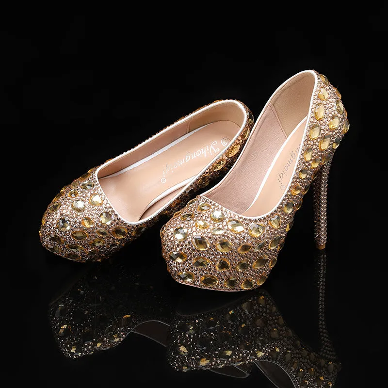 New Arrival Women's Rhinestone Evening High Heel Wedding Shoes