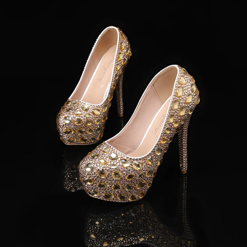 New Arrival Women's Rhinestone Evening High Heel Wedding Shoes