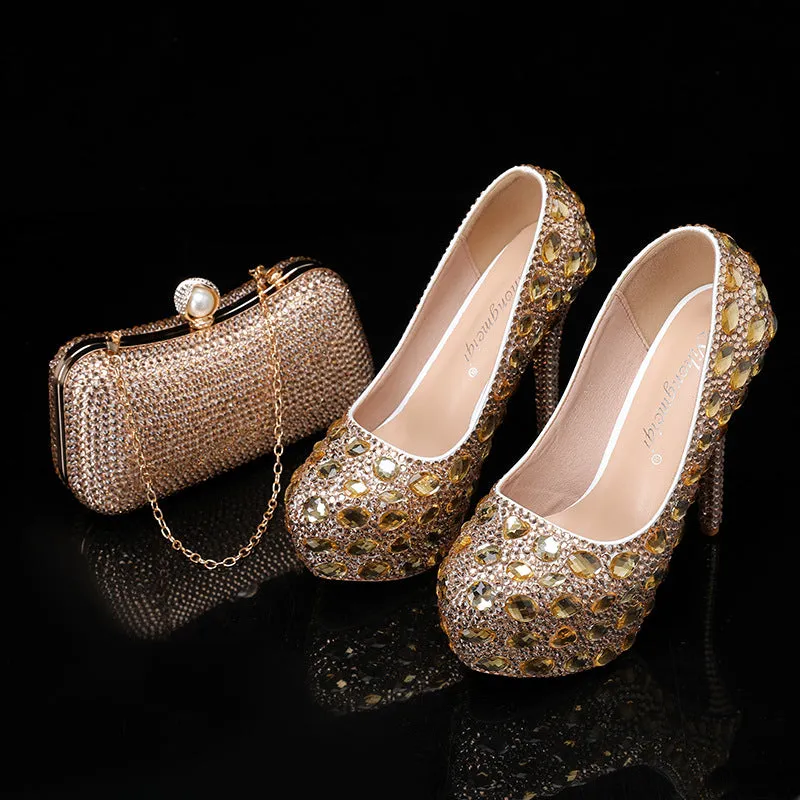 New Arrival Women's Rhinestone Evening High Heel Wedding Shoes
