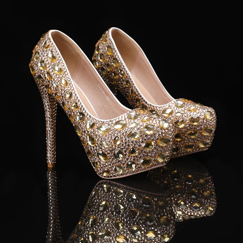 New Arrival Women's Rhinestone Evening High Heel Wedding Shoes