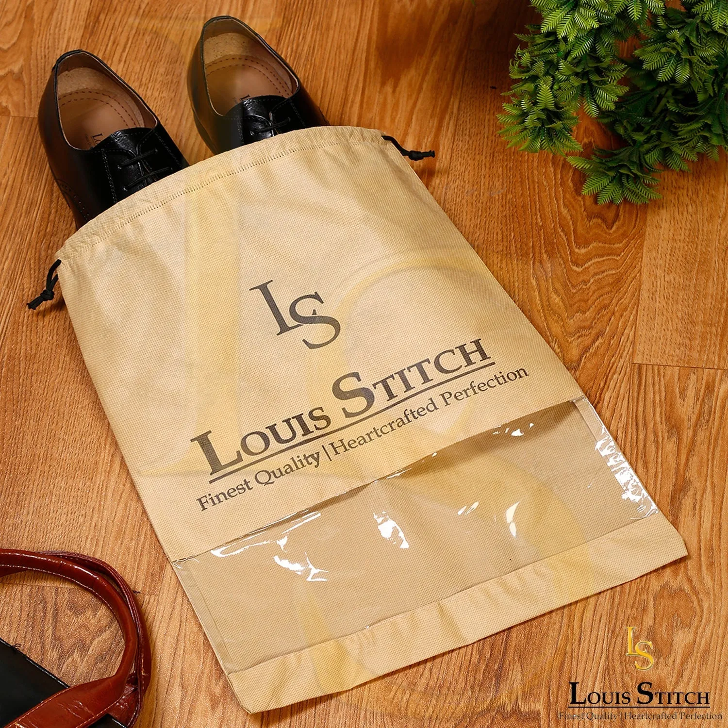 Non Woven Shoe Bag Pack Of  10 Beige See-Thru