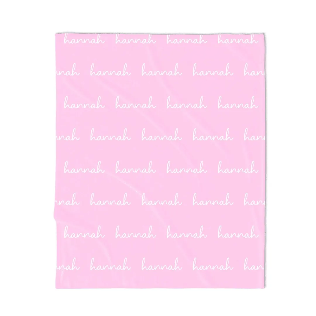 PERSONALIZED NAME BLANKET - SCRIPT - LIGHT PINK