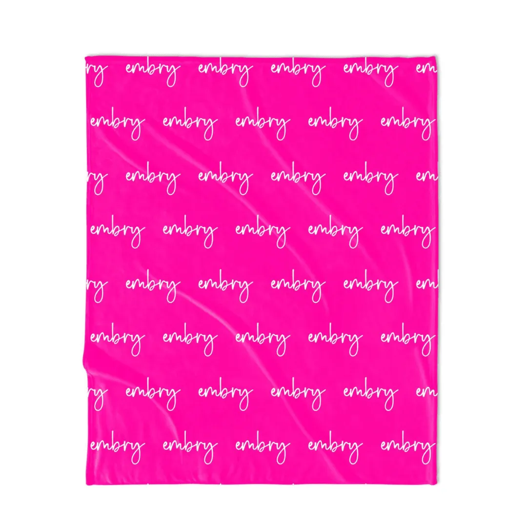 PERSONALIZED NAME BLANKET - SCRIPT - PINK
