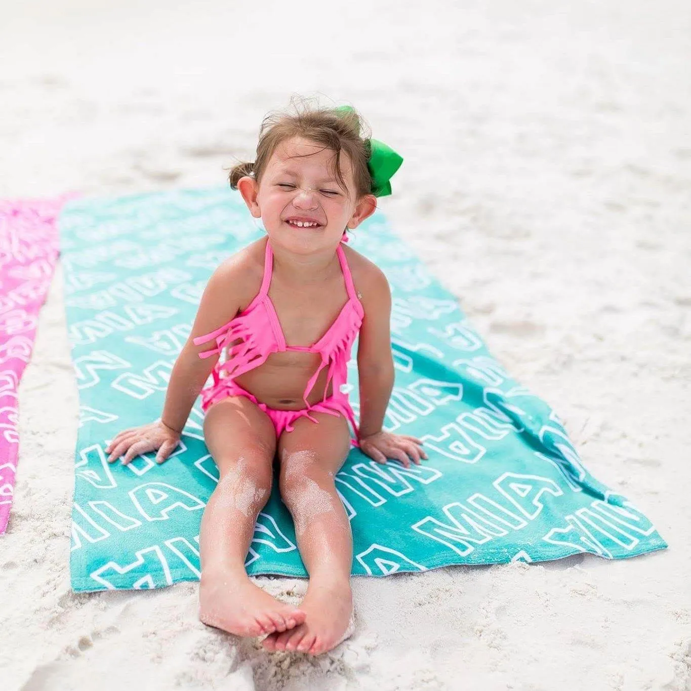PERSONALIZED REPEAT PREMIUM BEACH TOWEL - OUTLINED