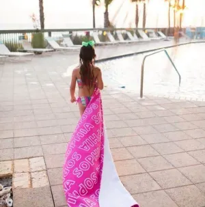 PERSONALIZED REPEAT PREMIUM BEACH TOWEL - OUTLINED