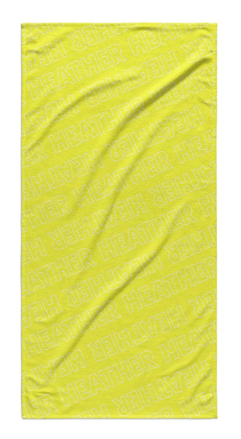 PERSONALIZED REPEAT PREMIUM BEACH TOWEL - OUTLINED