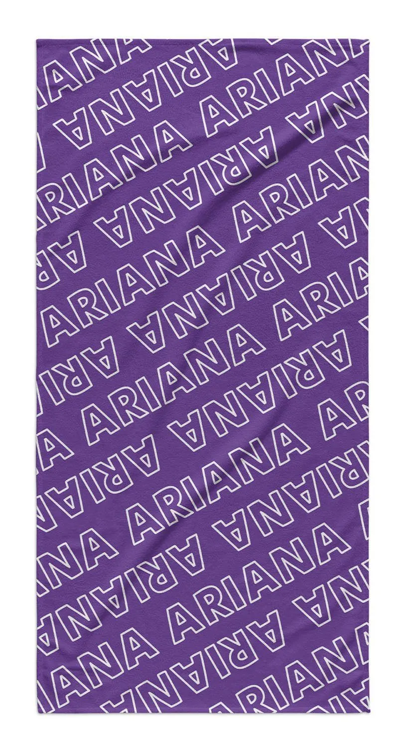 PERSONALIZED REPEAT PREMIUM BEACH TOWEL - OUTLINED