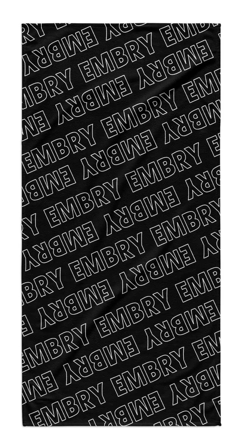 PERSONALIZED REPEAT PREMIUM BEACH TOWEL - OUTLINED