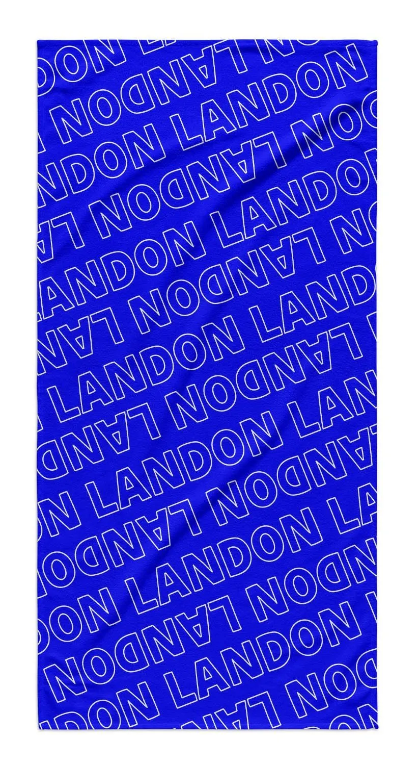 PERSONALIZED REPEAT PREMIUM BEACH TOWEL - OUTLINED