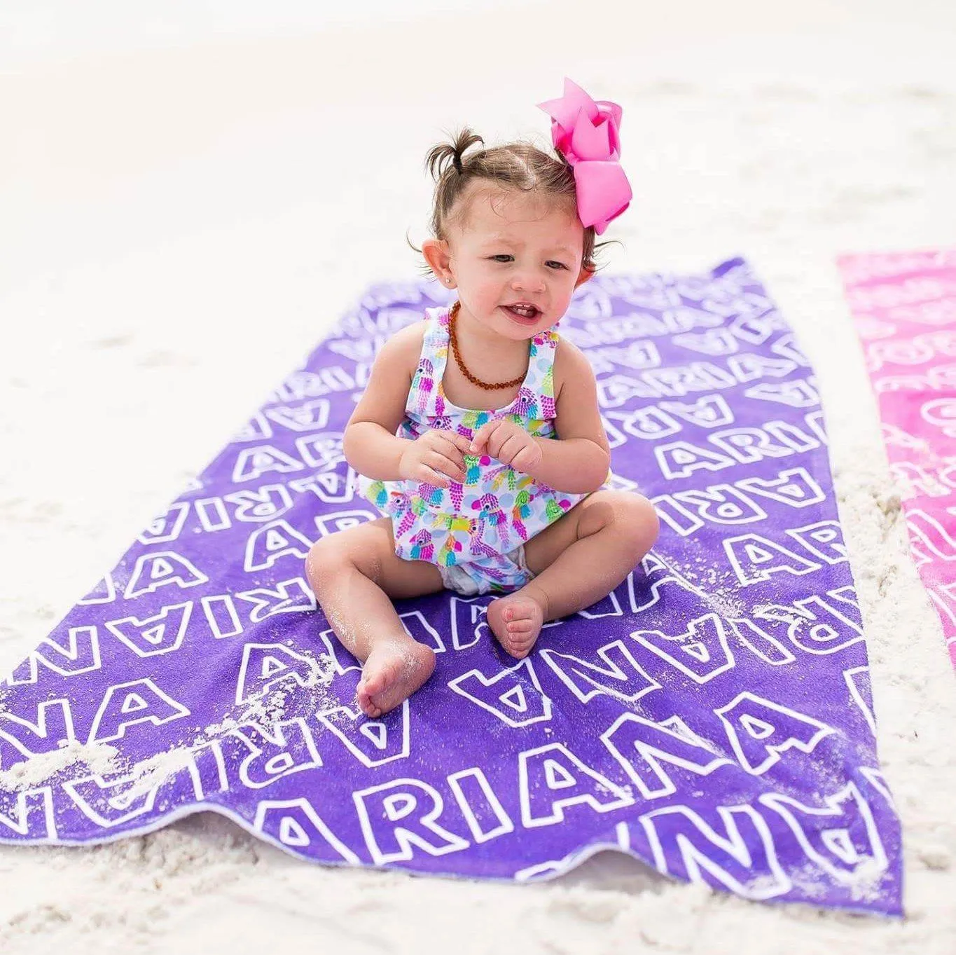 PERSONALIZED REPEAT PREMIUM BEACH TOWEL - OUTLINED