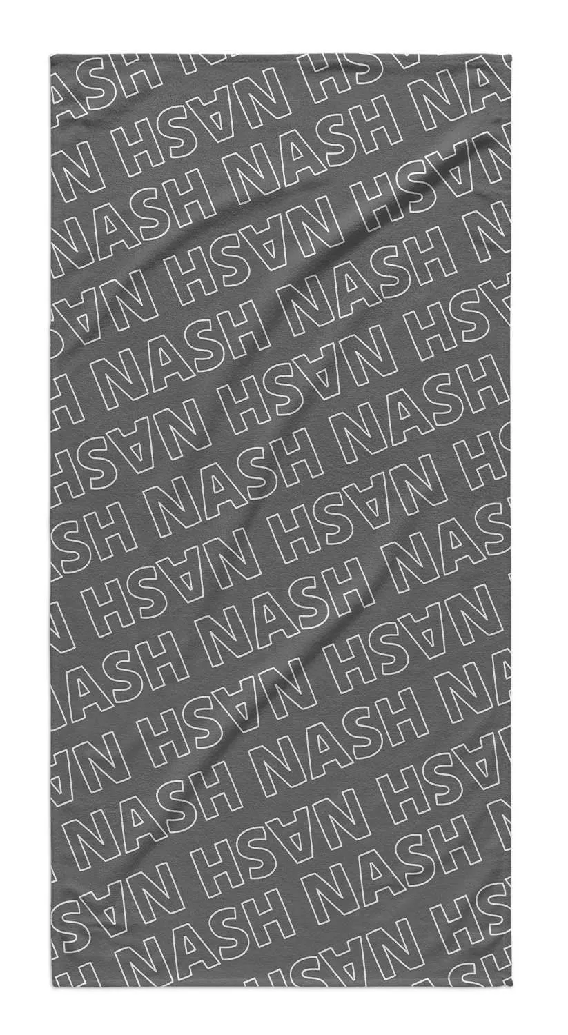 PERSONALIZED REPEAT PREMIUM BEACH TOWEL - OUTLINED
