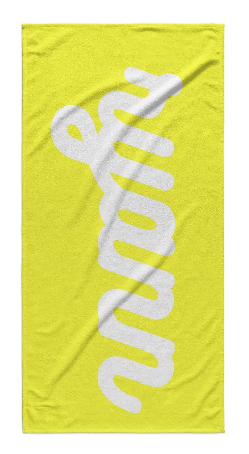 PERSONALIZED SOLID RETRO CURSIVE PREMIUM BEACH TOWEL