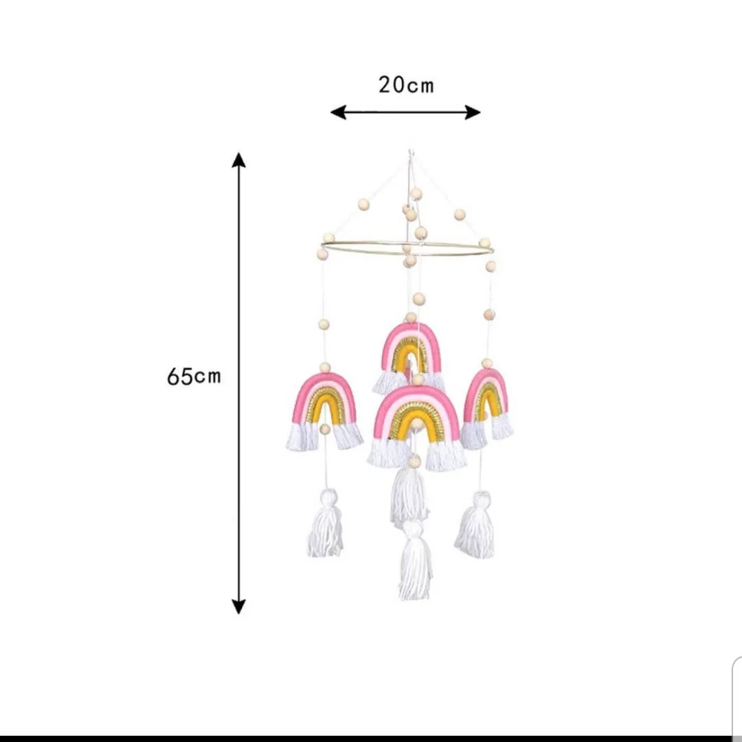 Pink Handmade Rainbow Hanging Baby Crib Mobile
