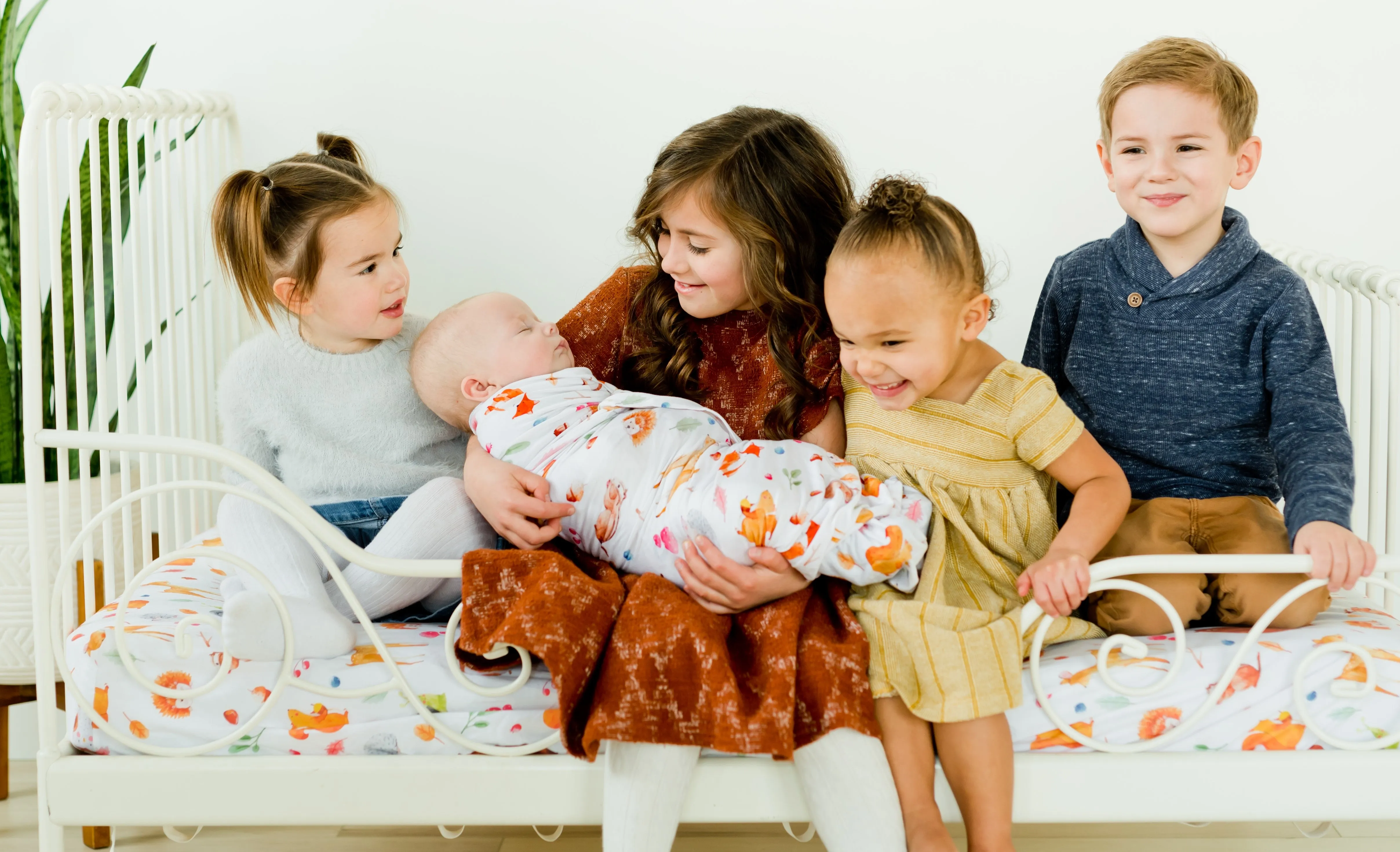 Premium Knit Rayon Bamboo Swaddle Blanket – Woodland Animals/Fox Print