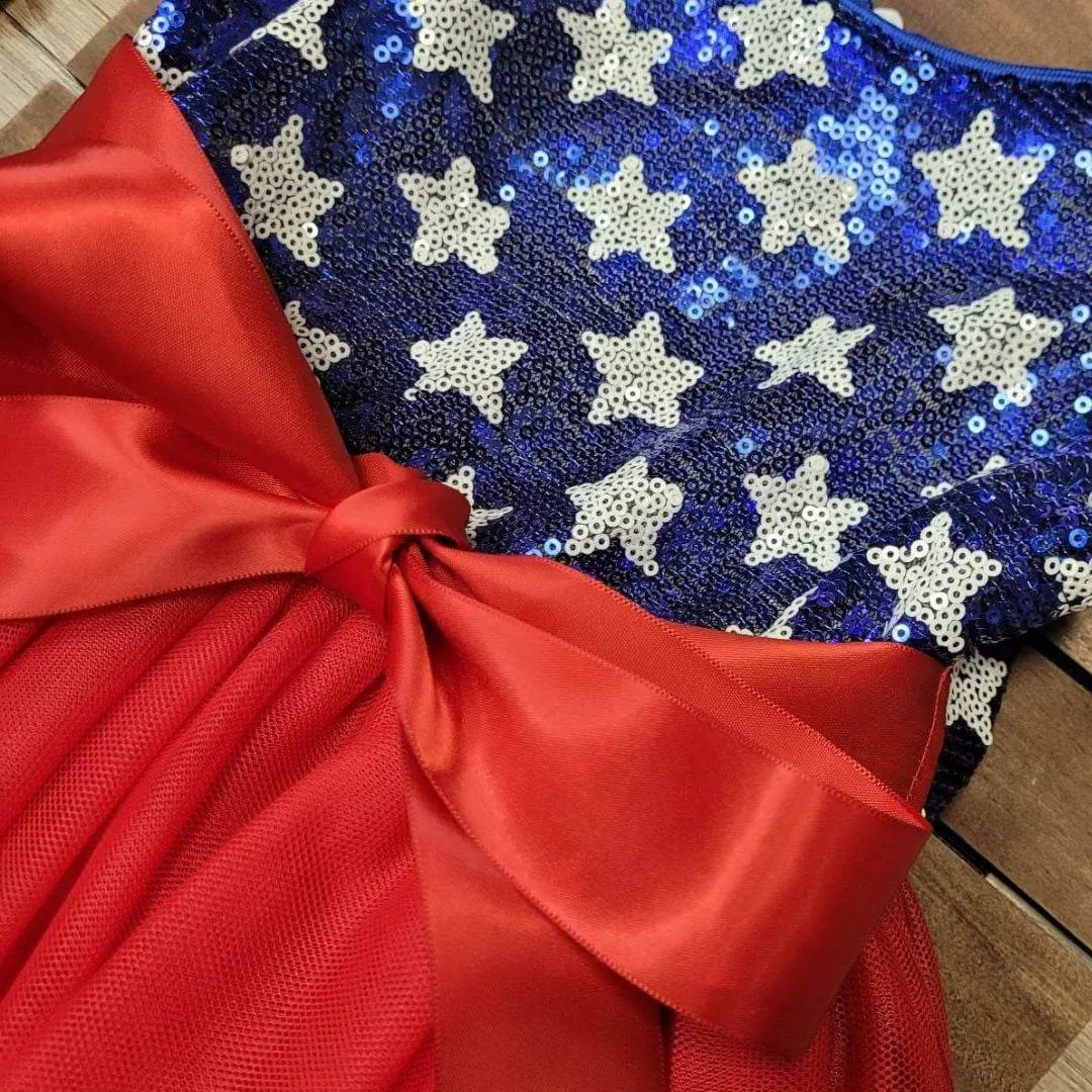 Sequin Stars & Red Tulle Dress