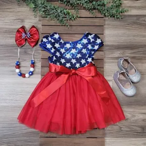 Sequin Stars & Red Tulle Dress