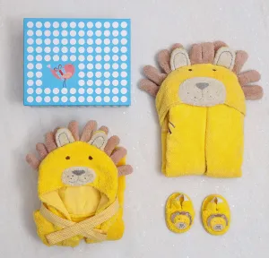 Spa Time New Born Gift Set (Lion) - With Hooded Towel