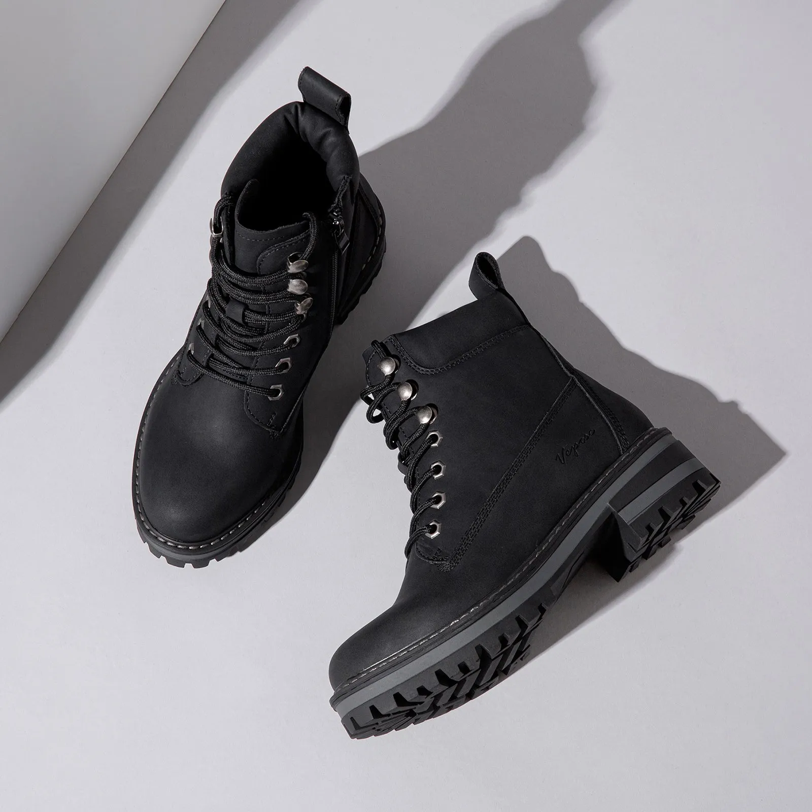 Vepose Women's 9609 Ankle Boots Fashion Lace Up Combat Booties for Women 2.0