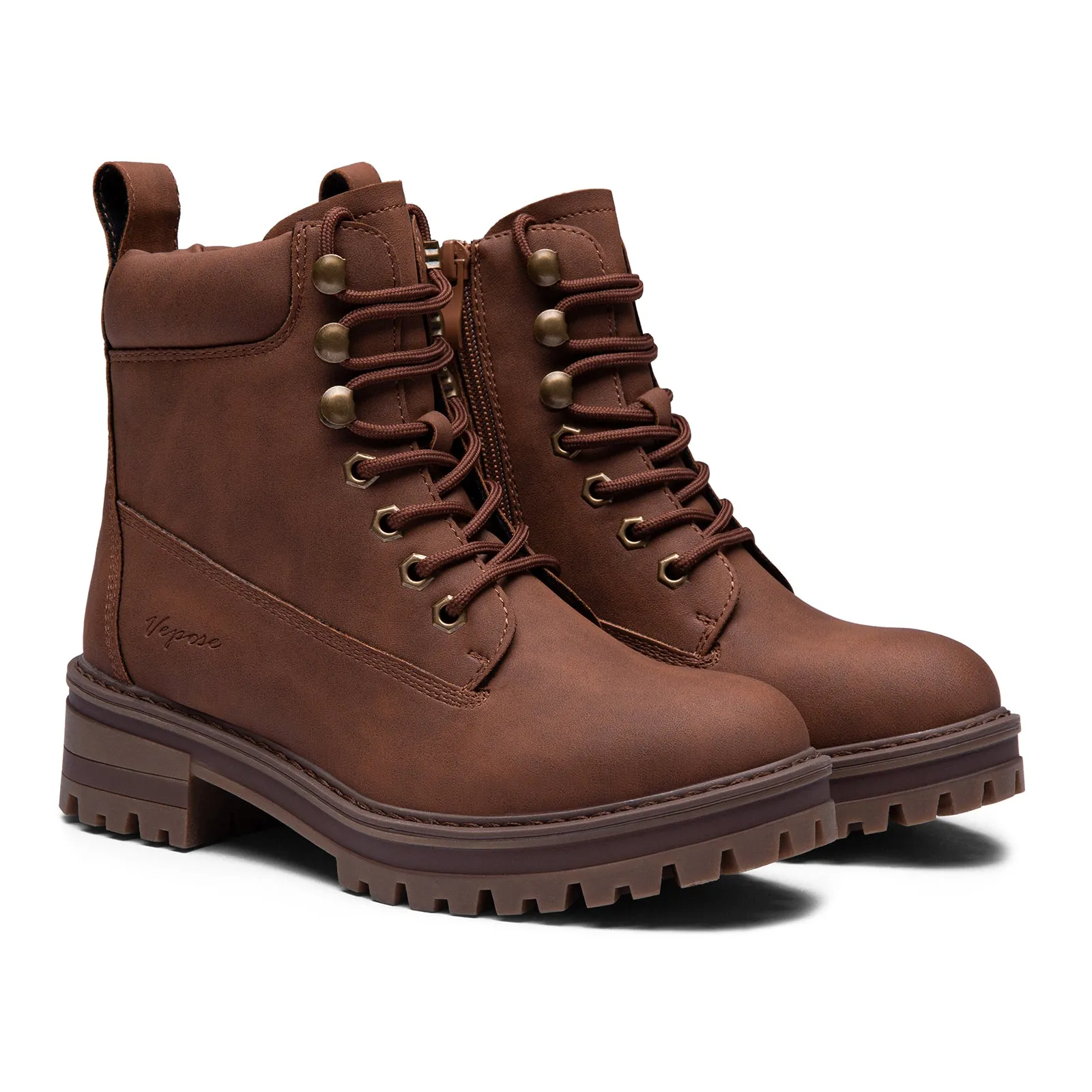 Vepose Women's 9609 Ankle Boots Fashion Lace Up Combat Booties for Women 2.0