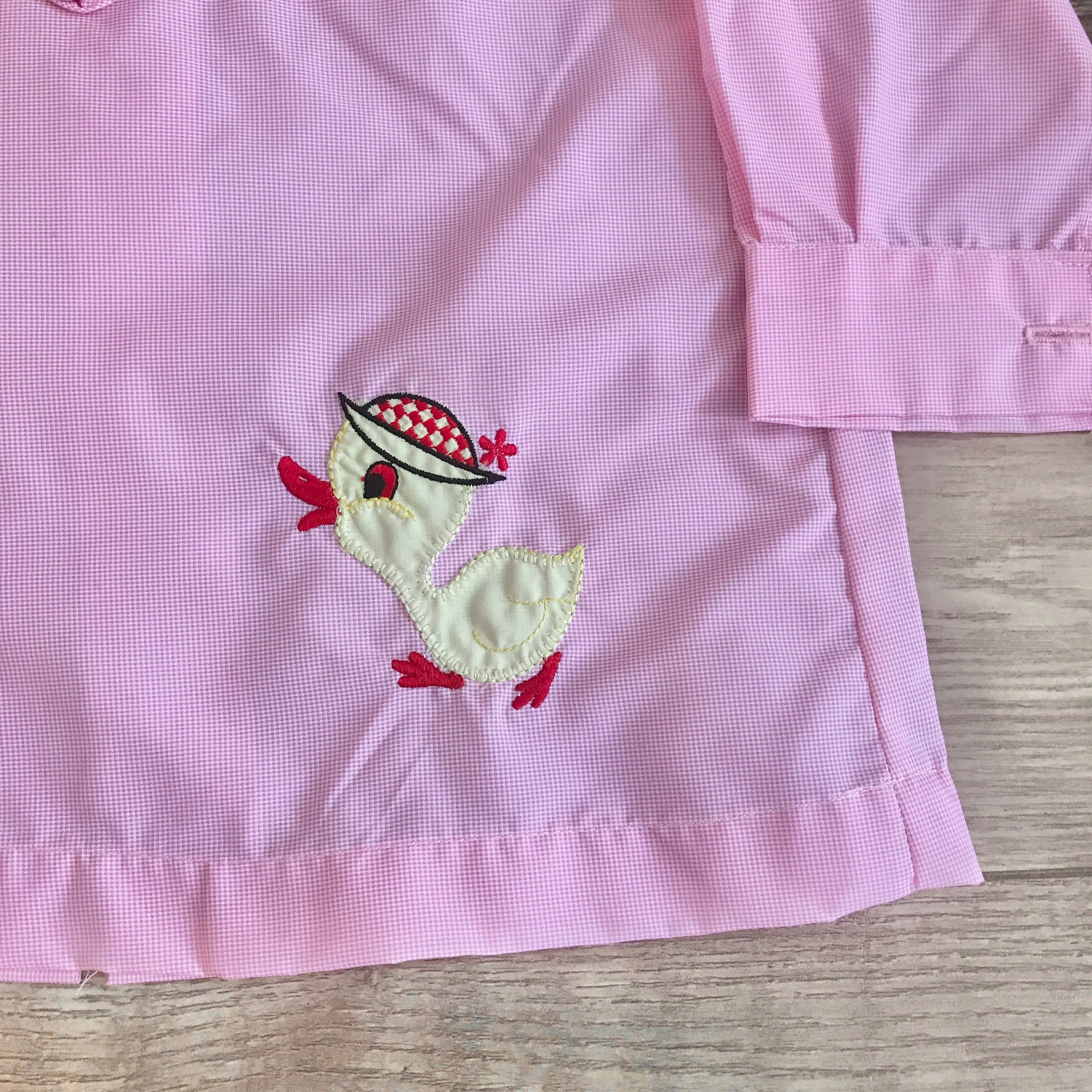 Vintage 1960s "Baby Duck" Pink Baby / Toddler Dress / Blouse French Made 12-18 Months