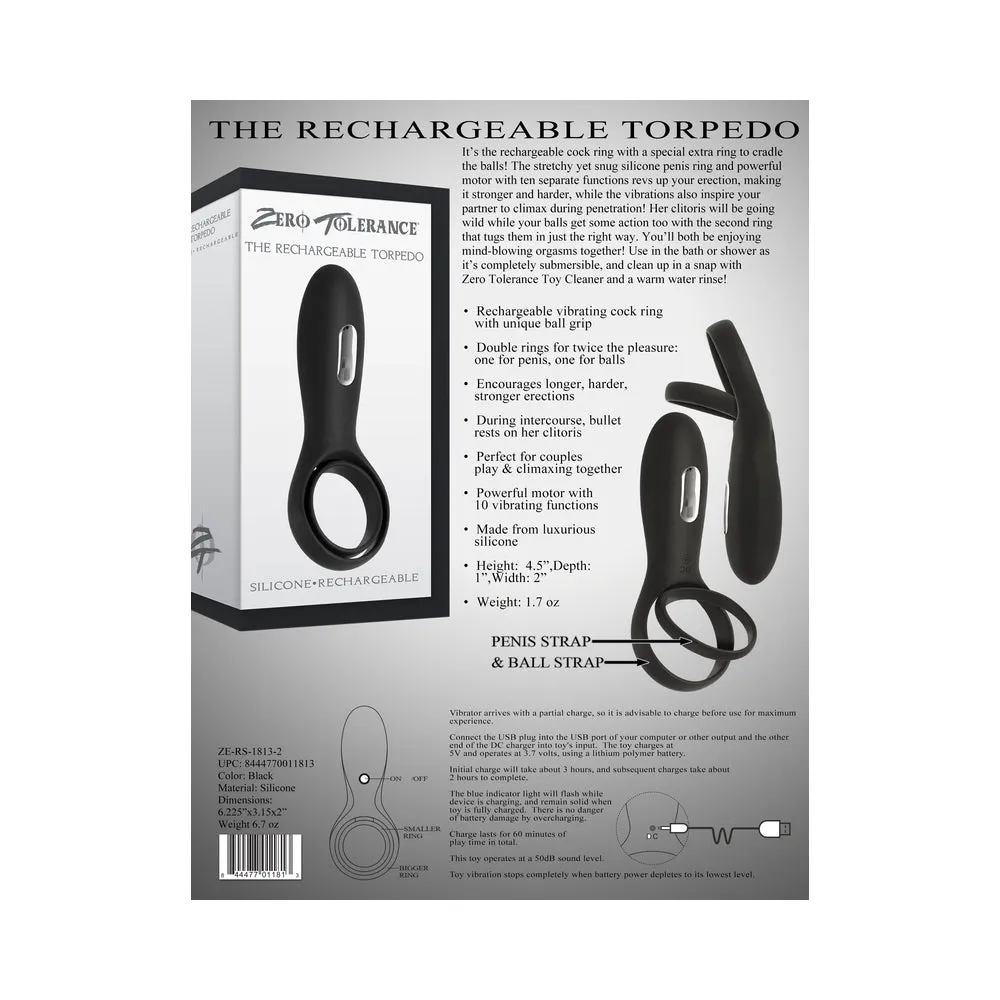 Zero Tolerance The Torpedo Rechargeable Vibrating Silicone Cockring Black